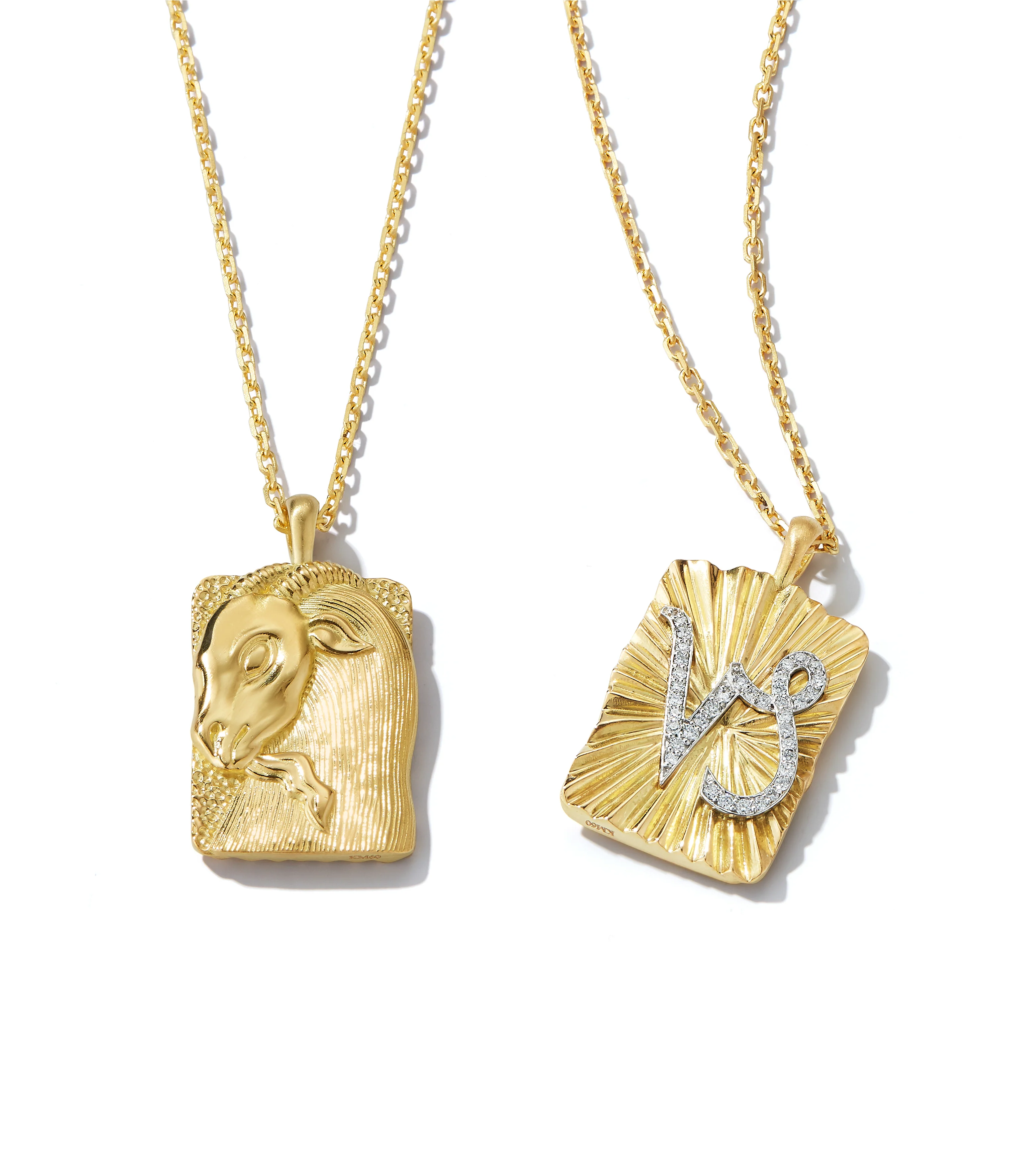 Capricorn Zodiac Pendant Necklace, Diamonds