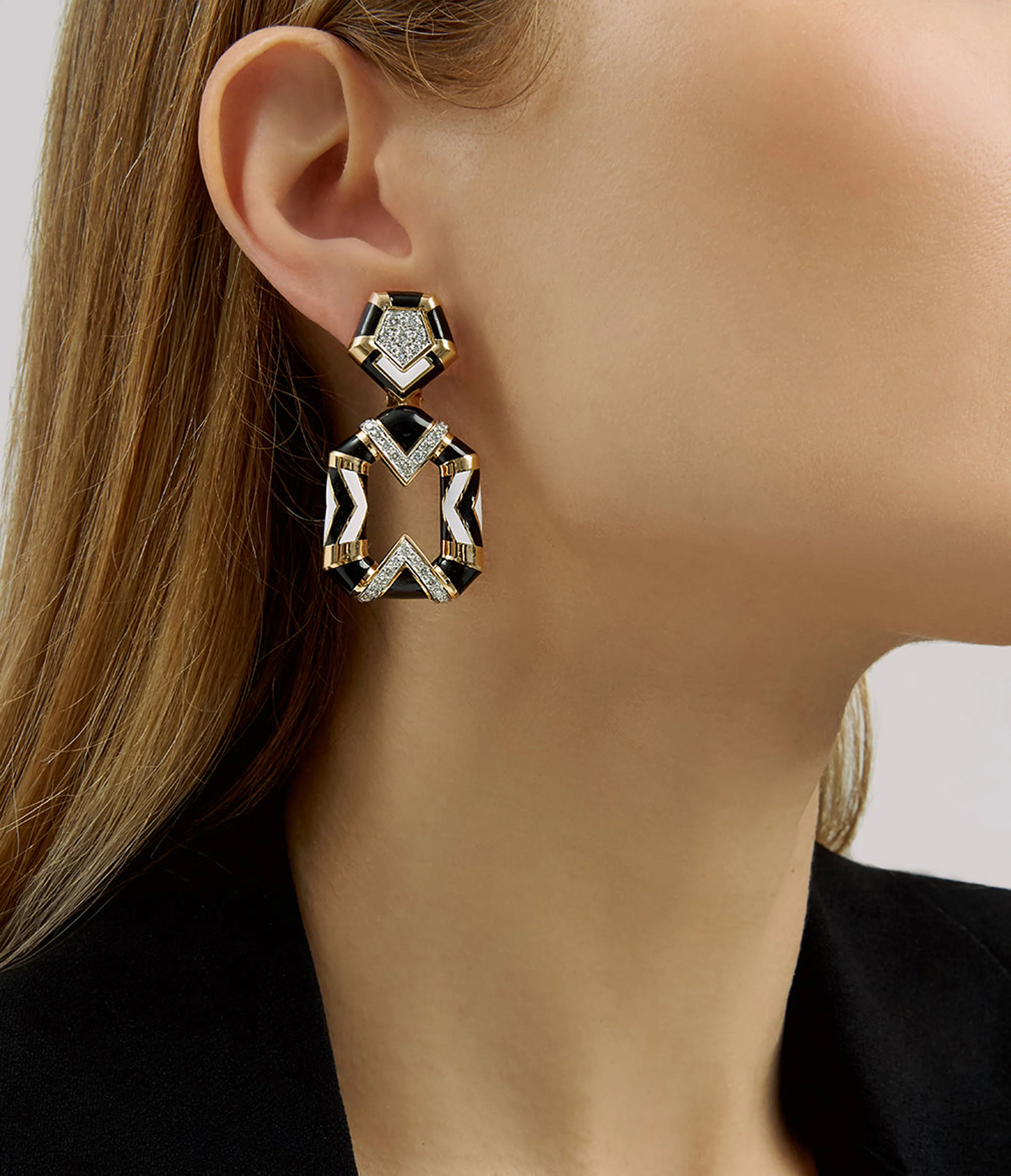 Chevron Pentagon Earrings - Image 2