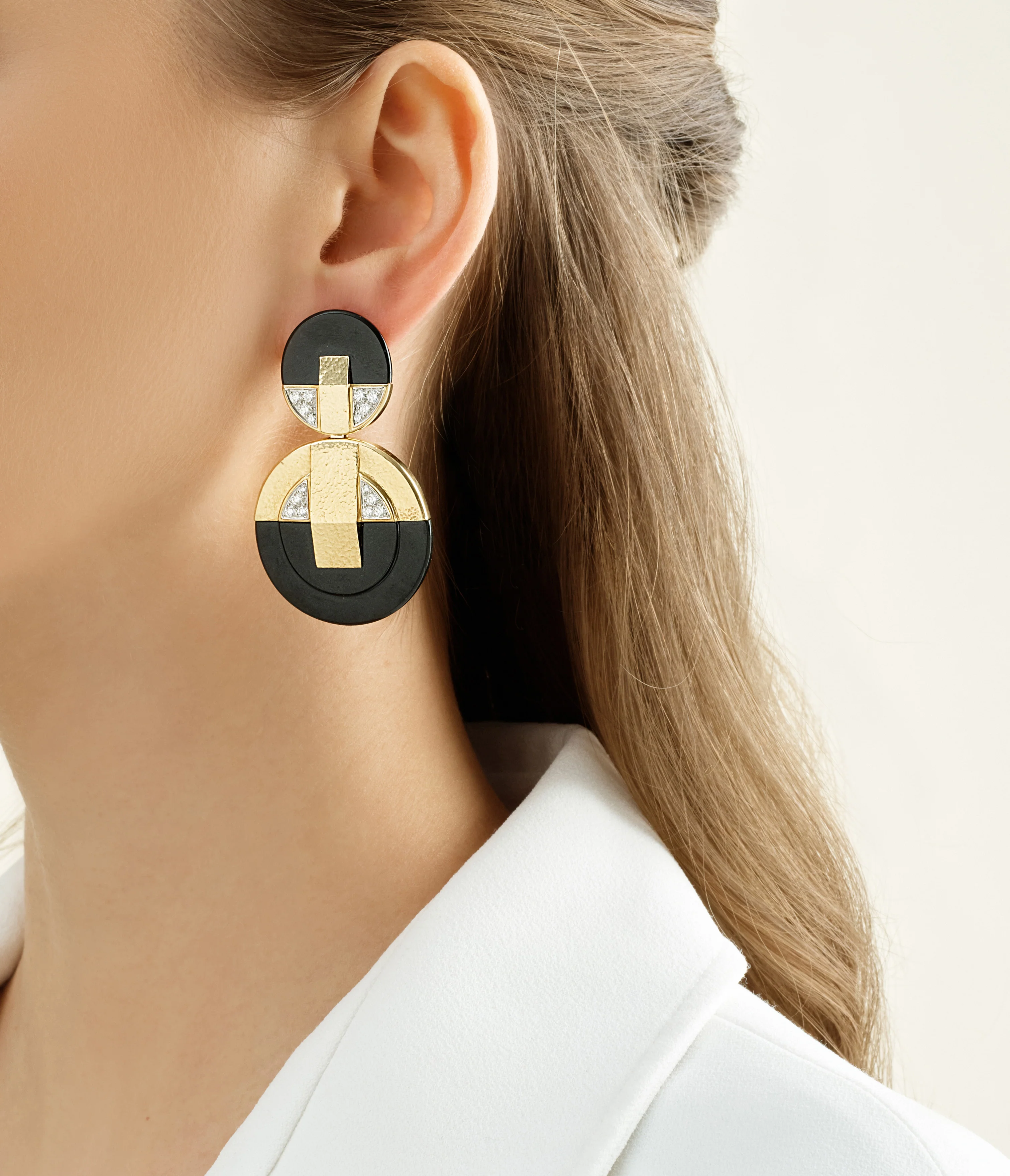 Discus Earrings, Black Onyx - Image 2