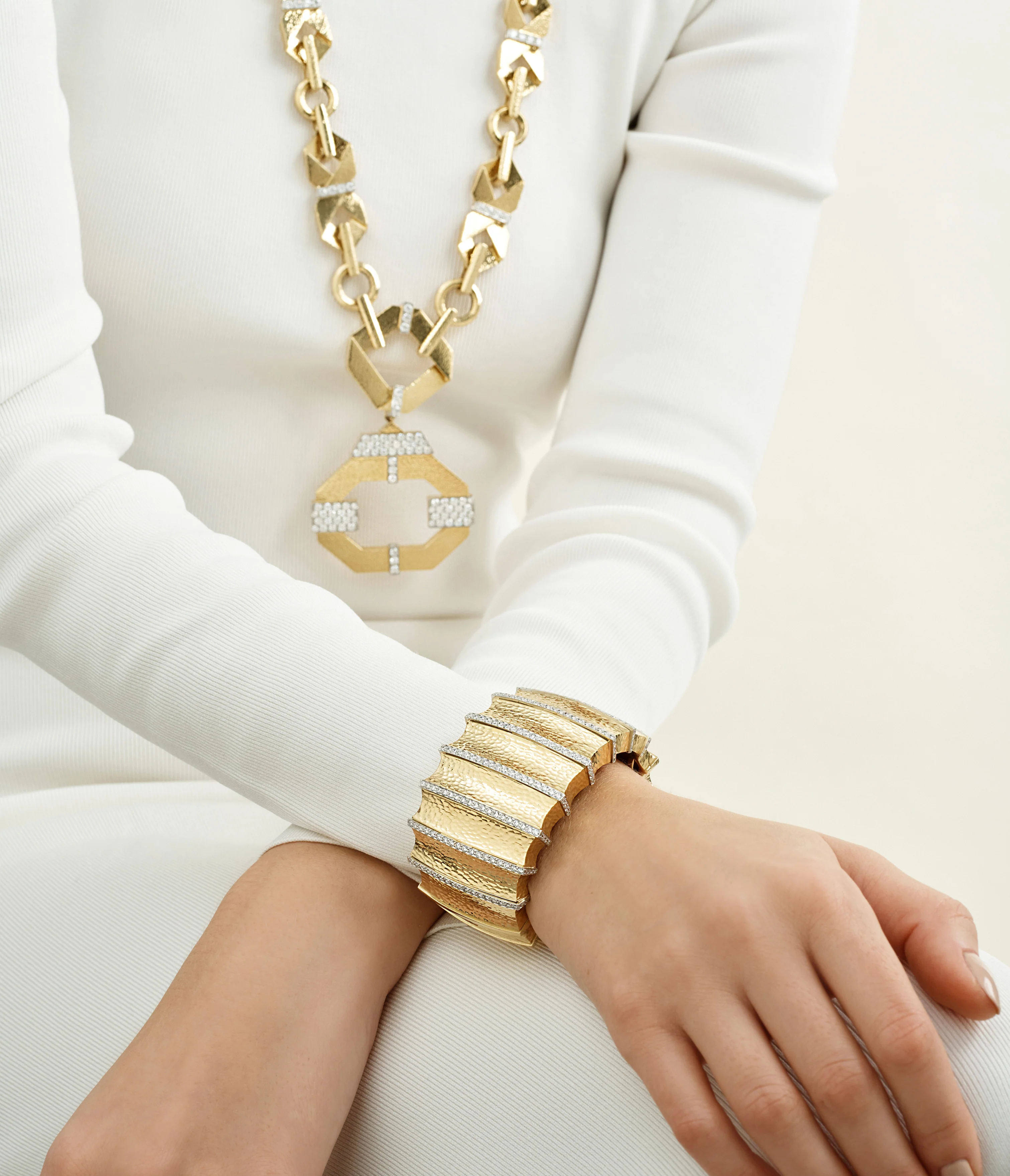 Furrow Cuff with Diamonds - Image 2