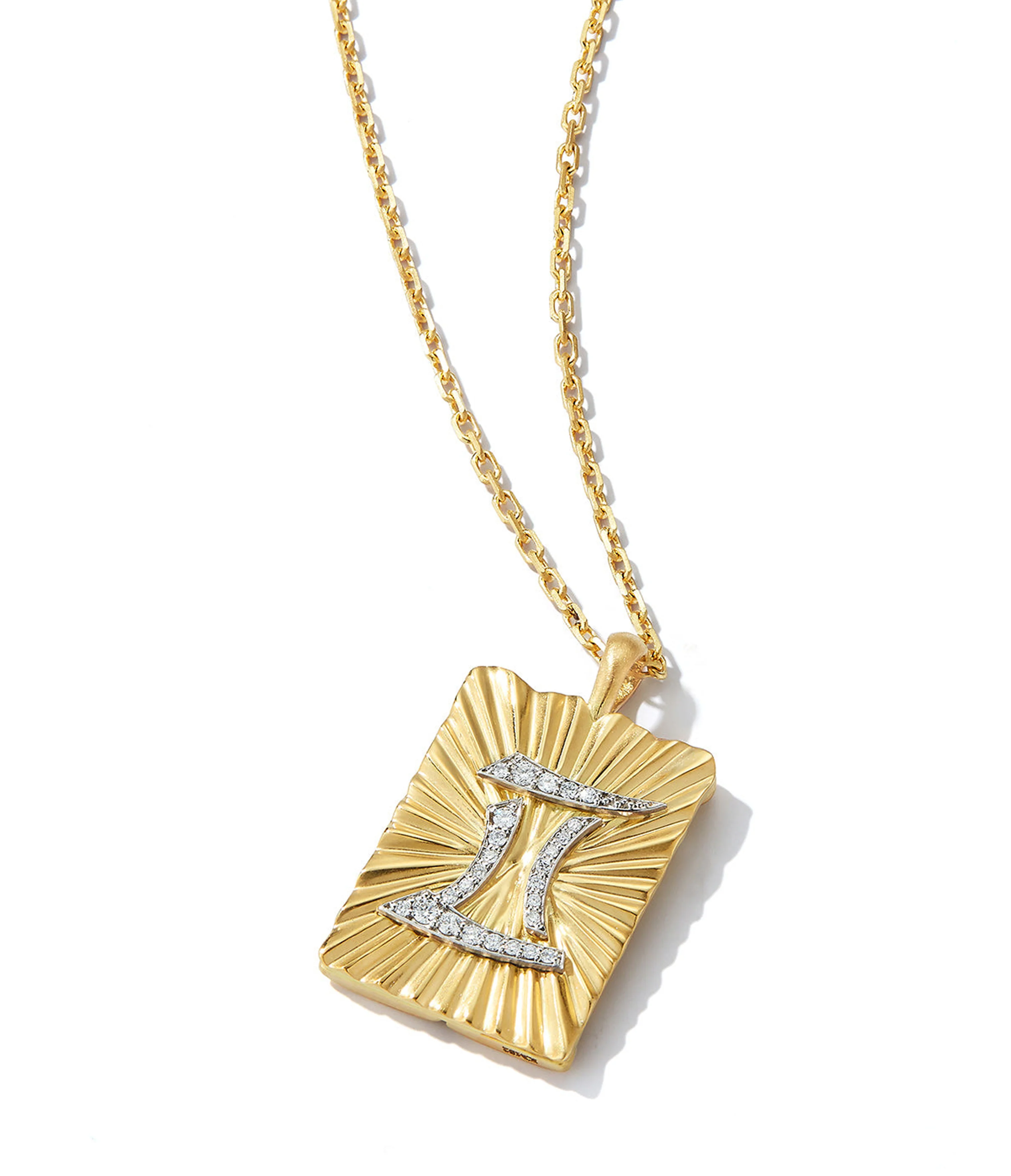 Gemini Zodiac Pendant Necklace, Diamonds - Image 3