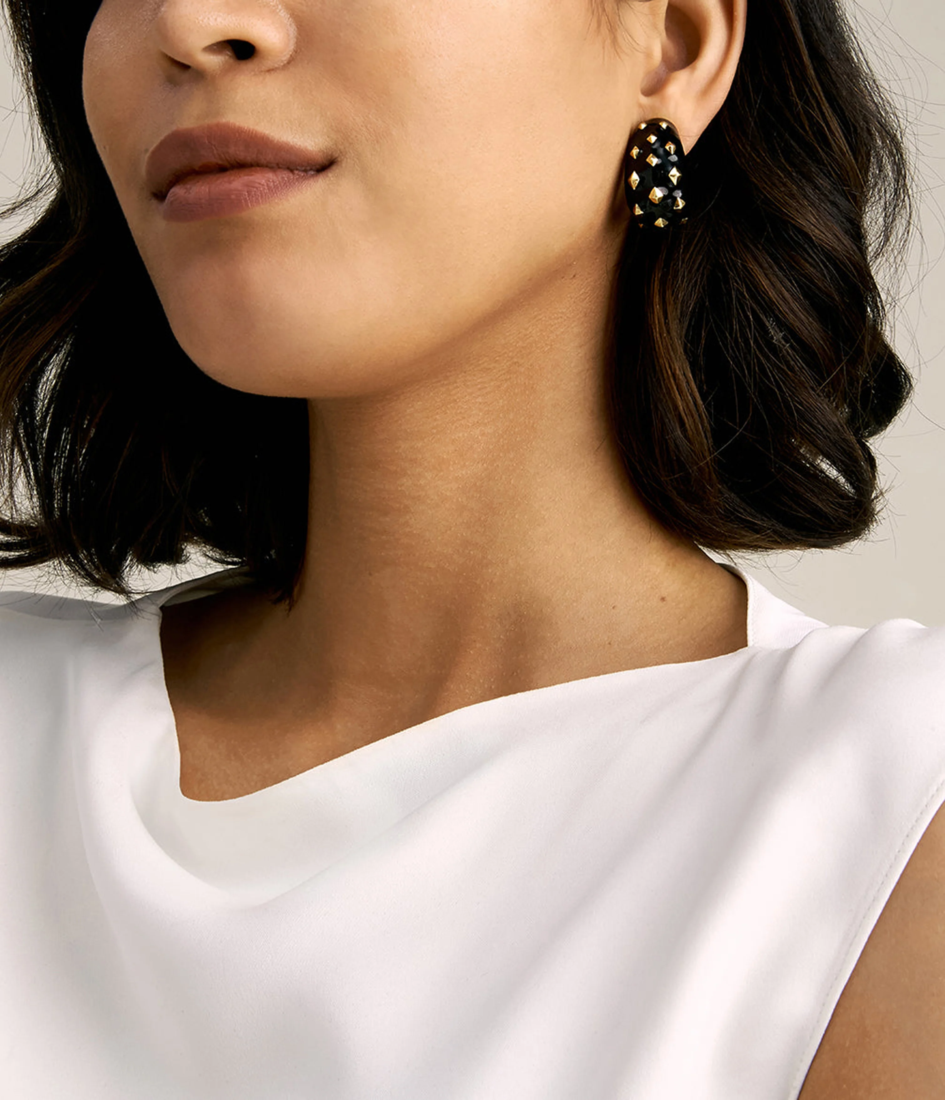 Jackie Earrings, Black Enamel - Image 2