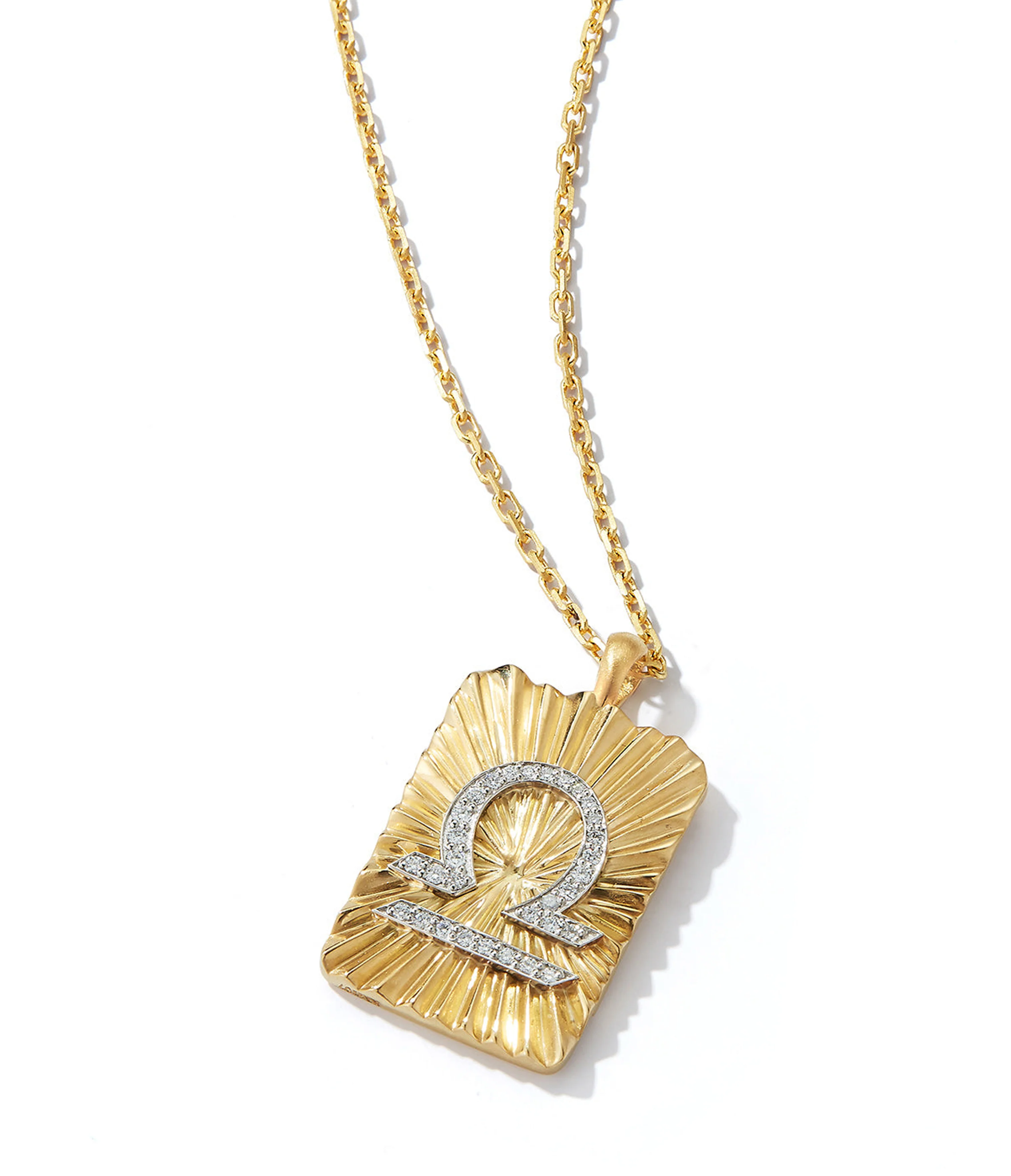 Libra Zodiac Pendant Necklace, Diamonds - Image 3