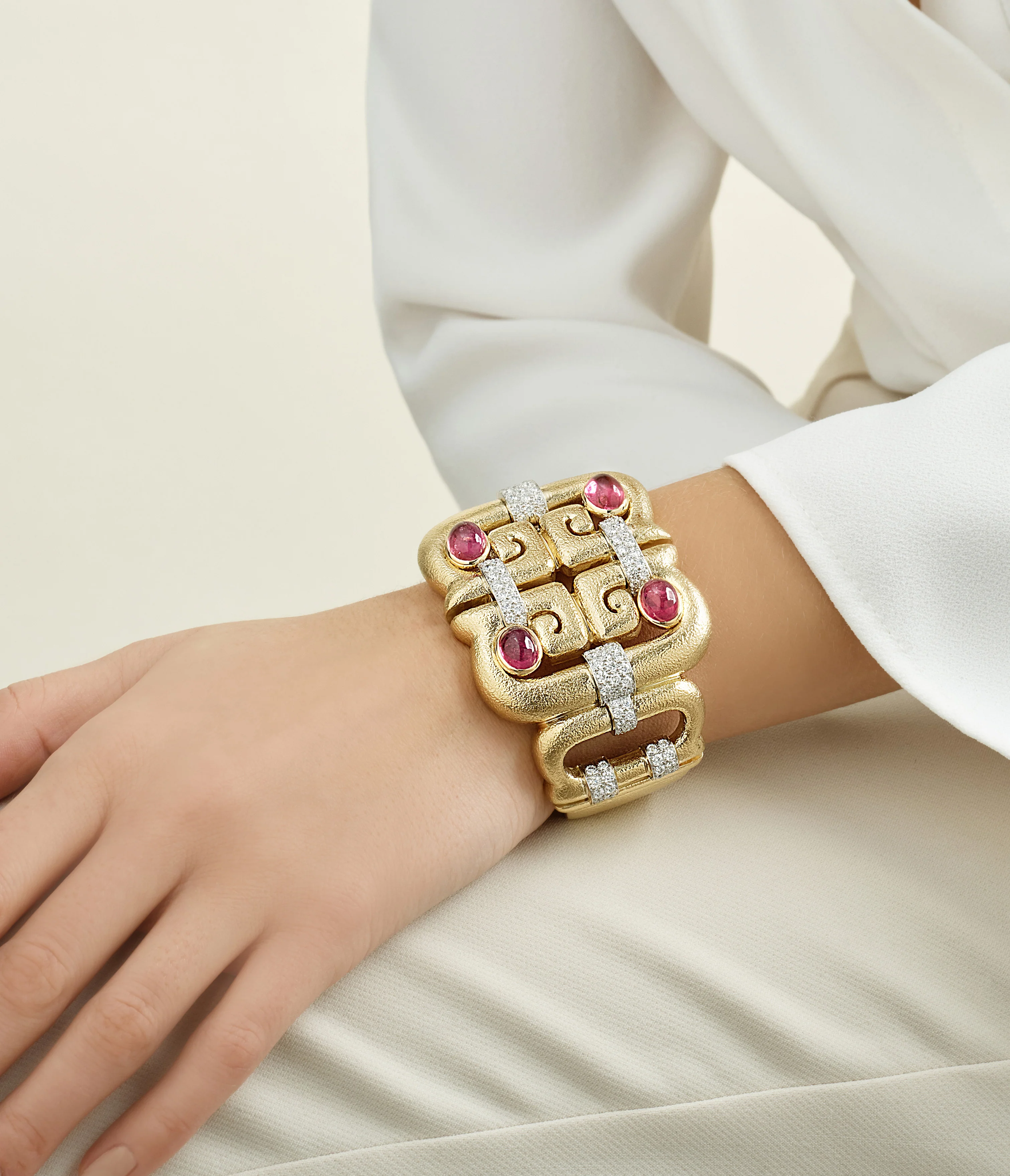 Open Scroll Cuff with Stones - Image 2