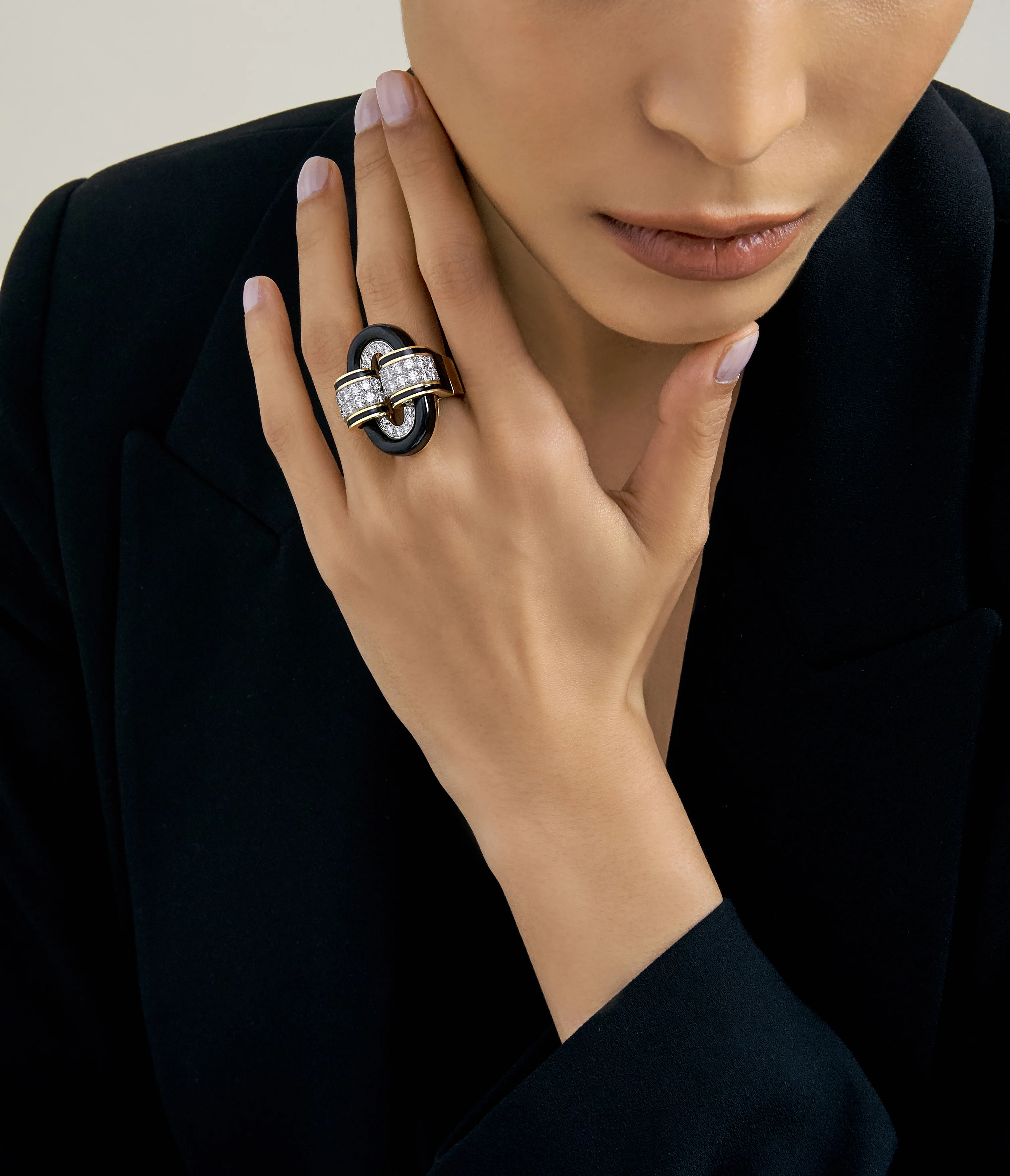 Oval Buckle Ring, Black Enamel - Image 2