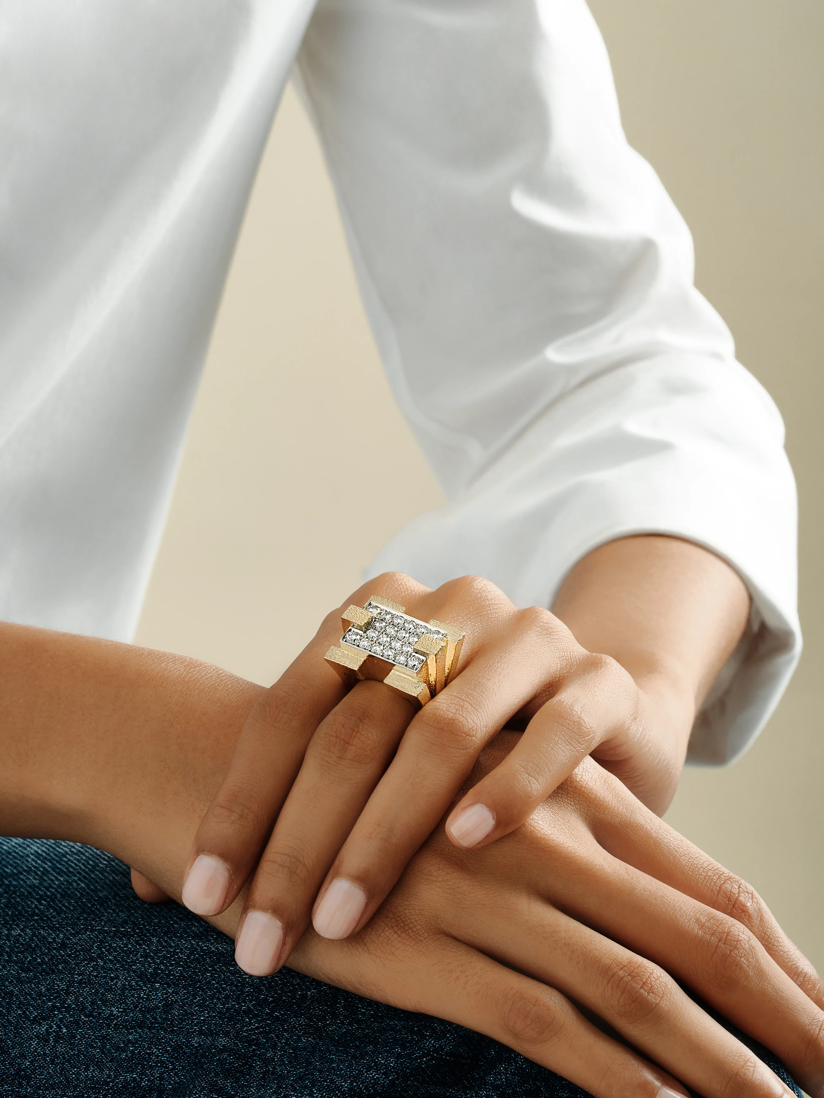 Scaffold Ring, Hammered Gold - Image 2
