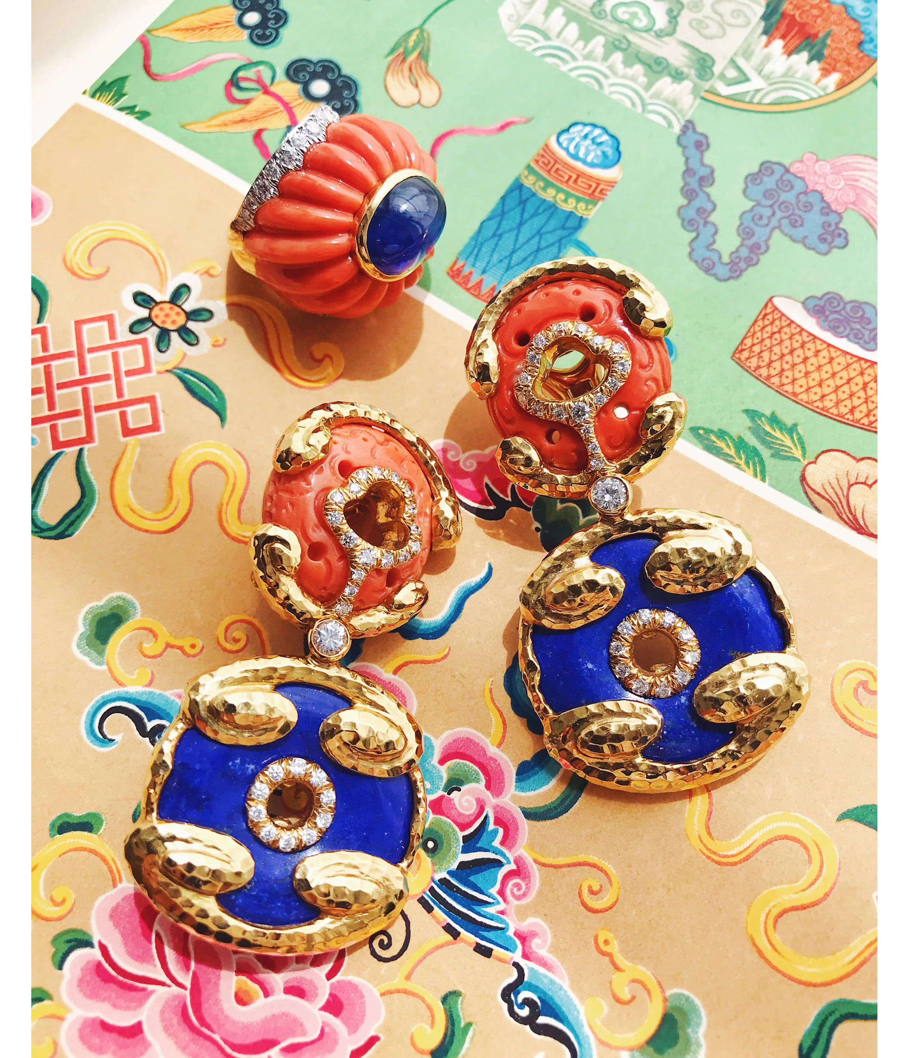 Scroll Disk Earrings, Diamonds - Image 2