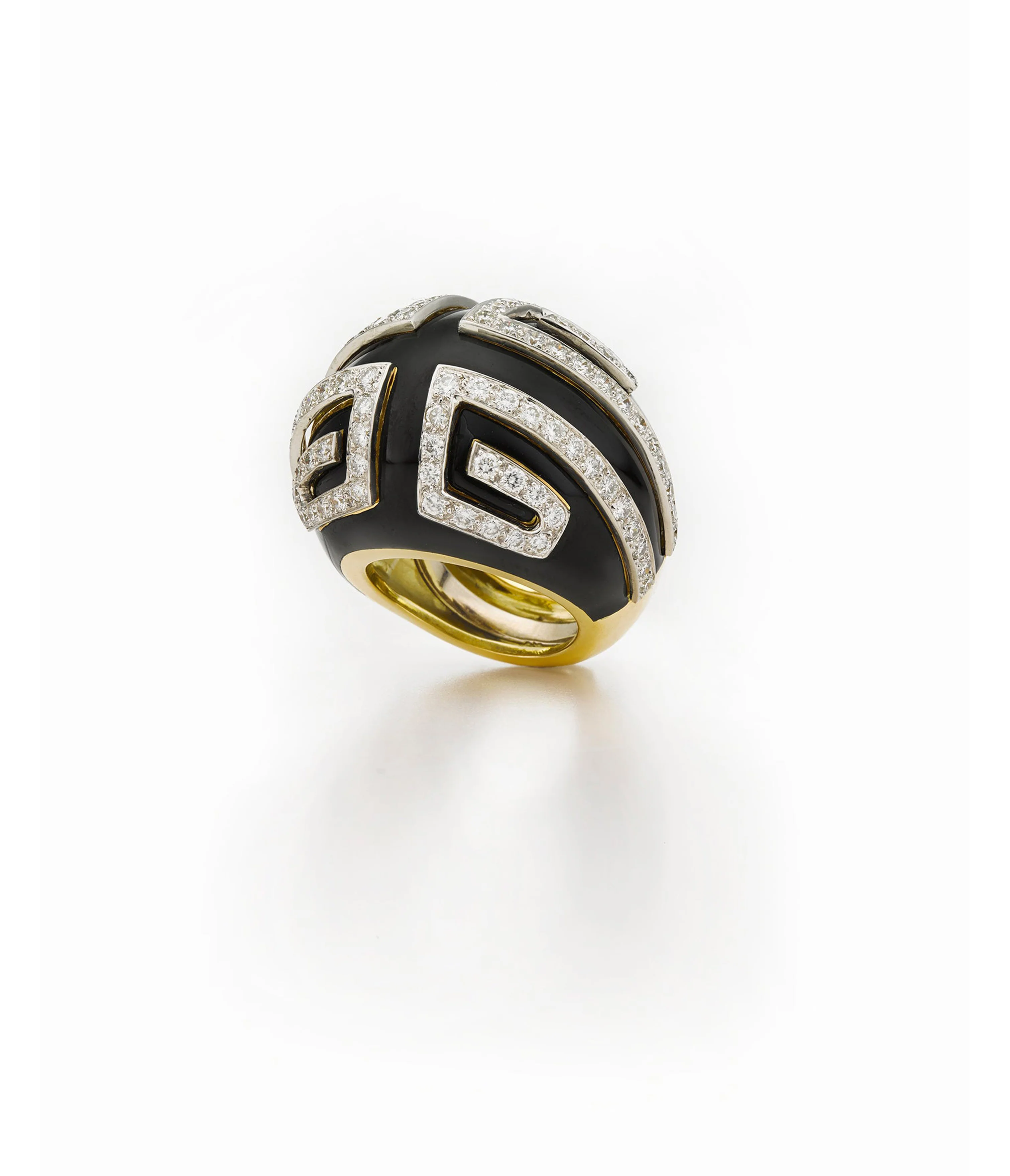 Scroll Ring, Black Enamel