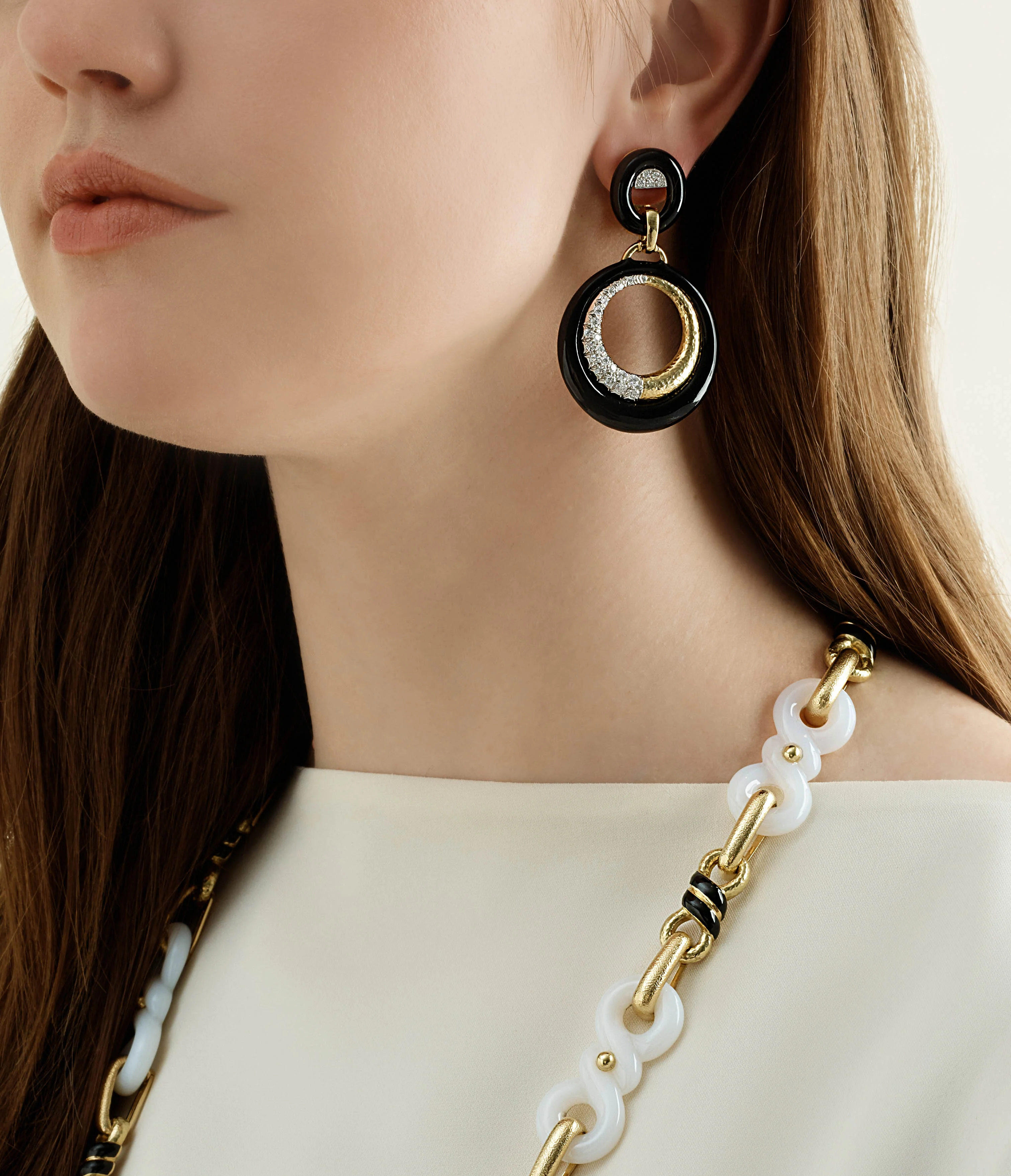 Luna Doorknocker Earrings, Black Enamel - Image 3
