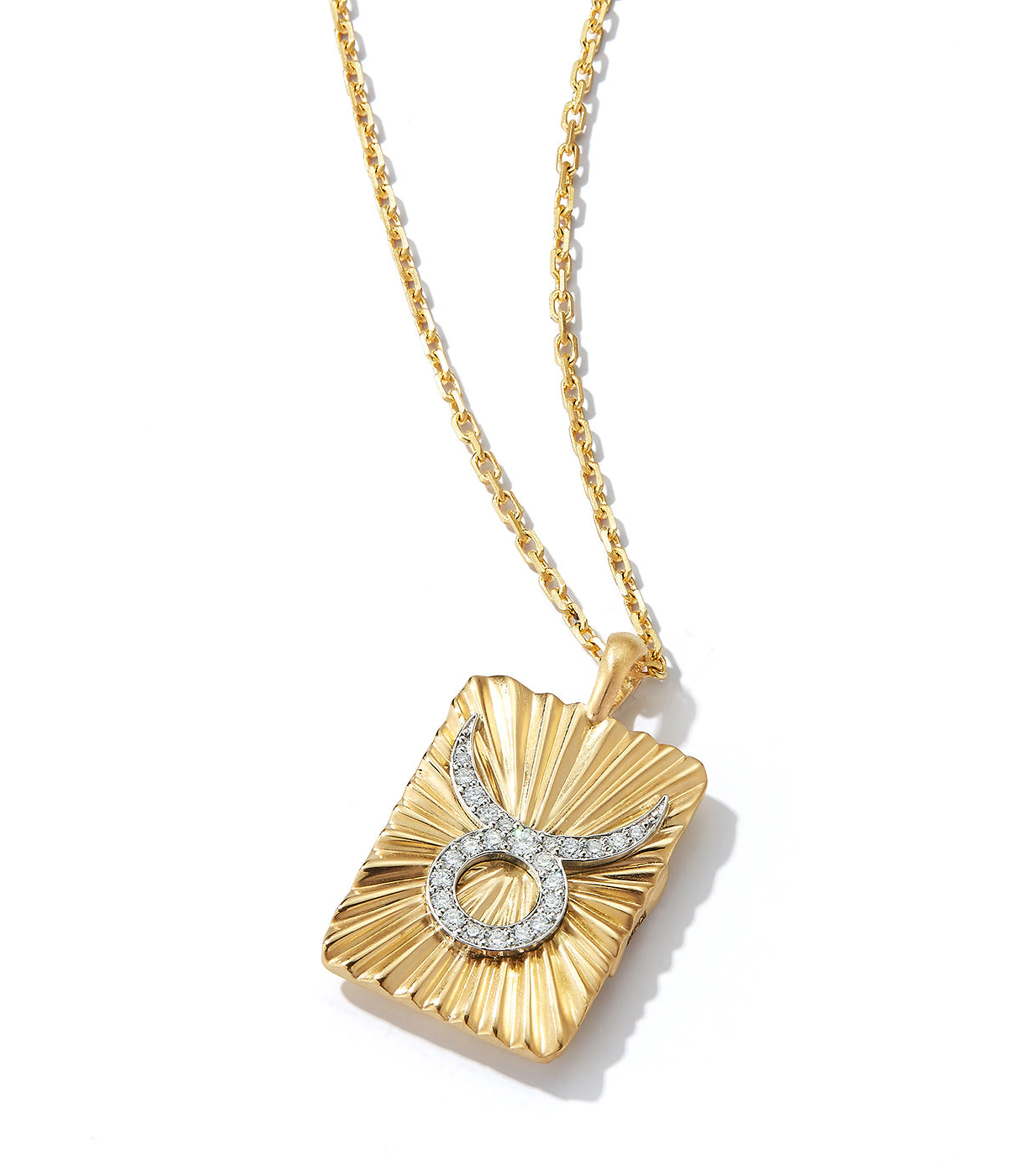 Taurus Zodiac Pendant Necklace, Diamonds - Image 3