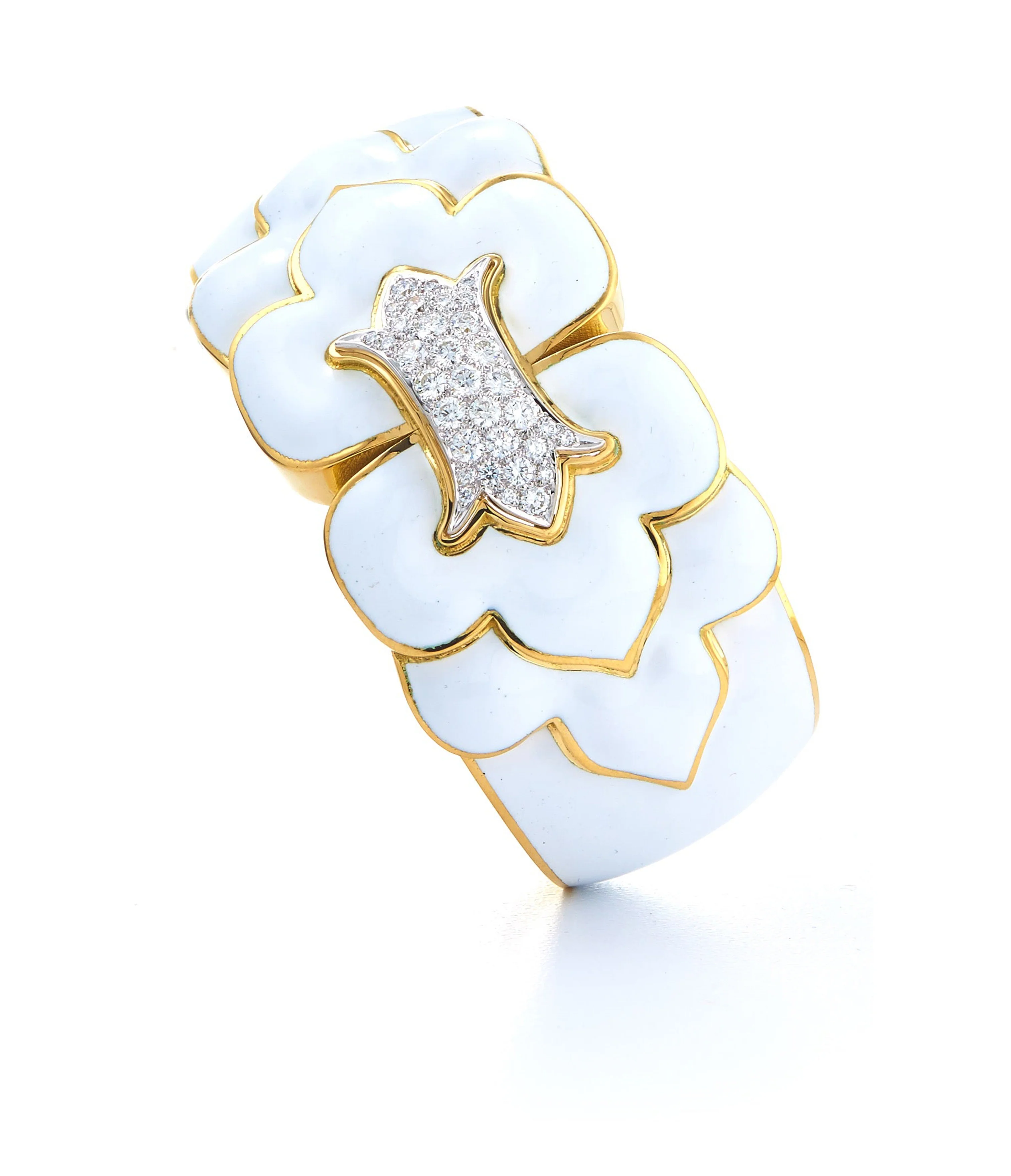 Trefoil Cuff, White Enamel