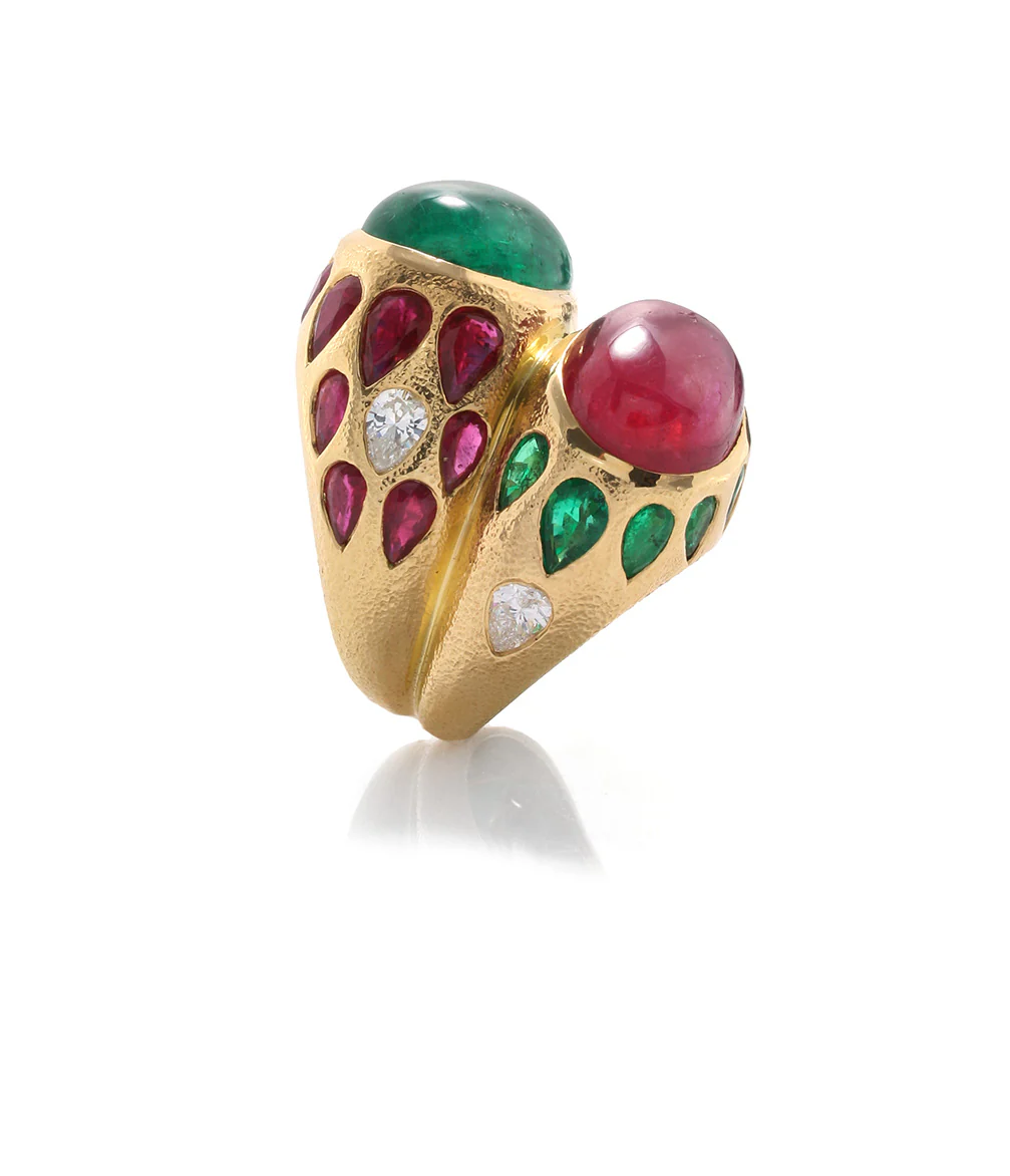 Twin Stone Strawberry Ring