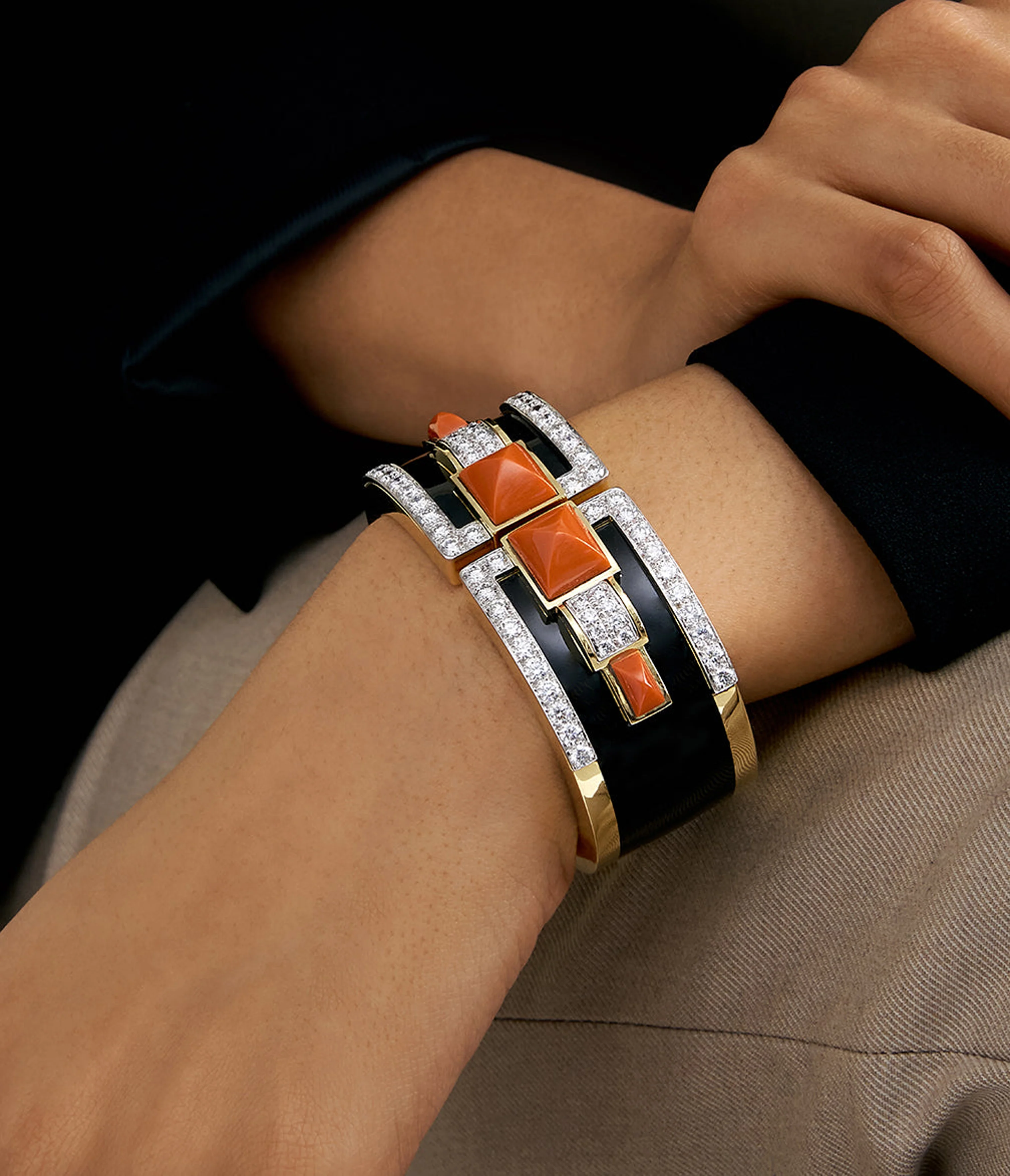 Two Stone Bastille Cuff, Coral - Image 3