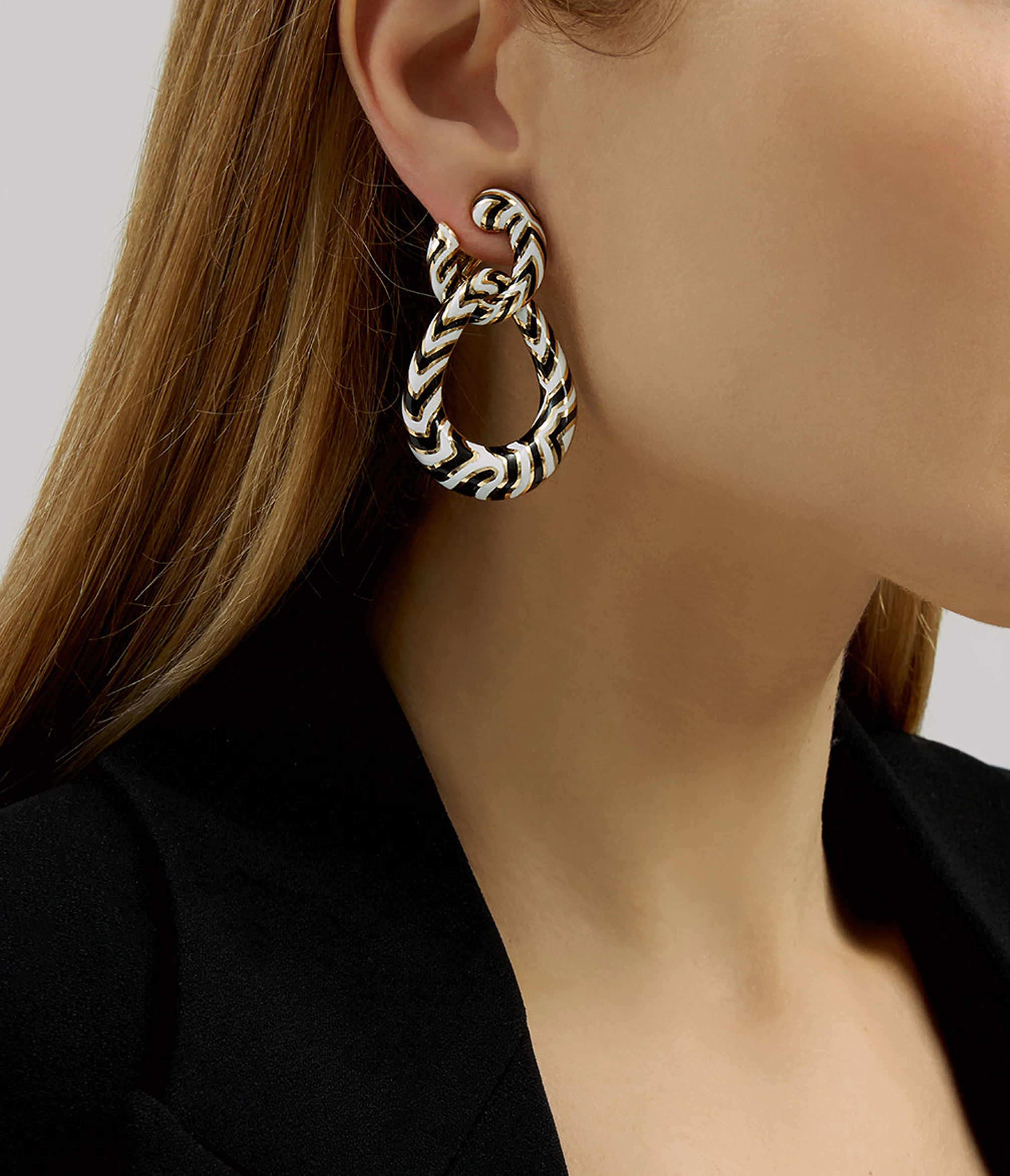Zebra Stripe Double Hoop Earrings - Image 2